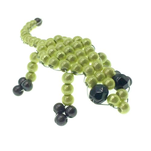 Handmade Beaded Geckos -Lime with Black