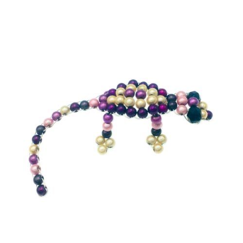 Handmade Beaded Geckos -Purple and Cream Dream