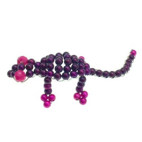 Handmade Beaded Geckos -Purple With Pink