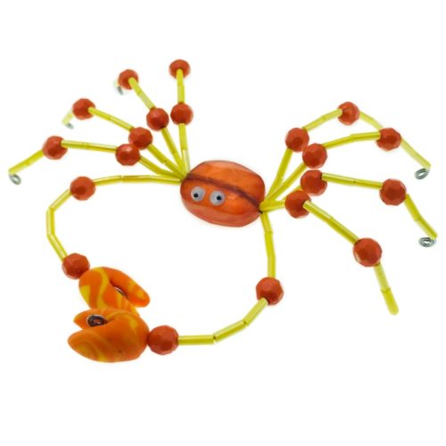 Handmade Beaded Crabs - Yellow and Orange Large