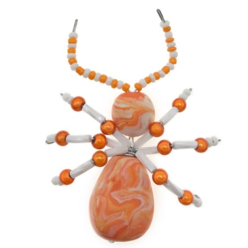 Handmade Beaded Beetles- Orange and White