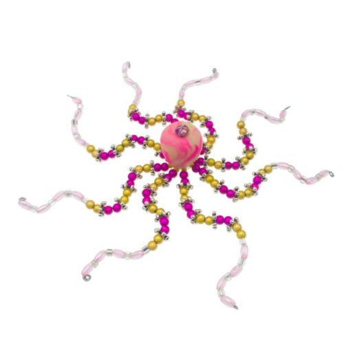 Handmade Beaded Octopus- Pink and Yellow