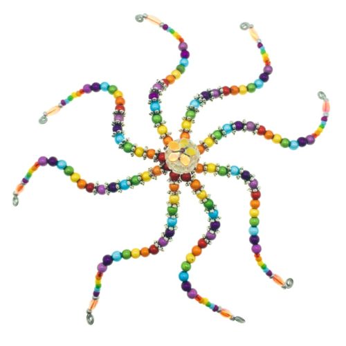 Handmade Beaded Octopus- Rainbow