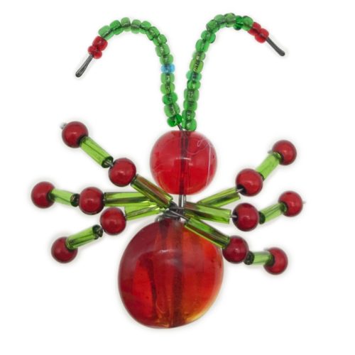 Handmade Beaded Beetles- Red Glass