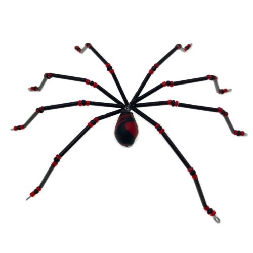 Handmade Beaded Scary Spiders - Small Red and Black