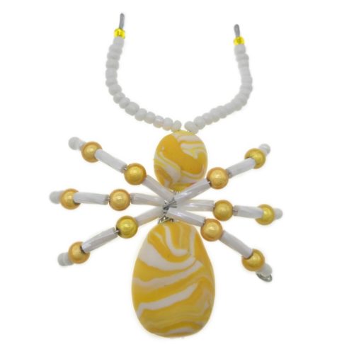 Handmade Beaded Beetles- Yellow and White